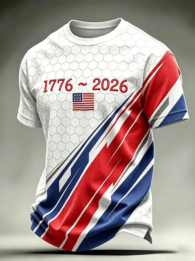 Men'S America Flag Print T Shirt