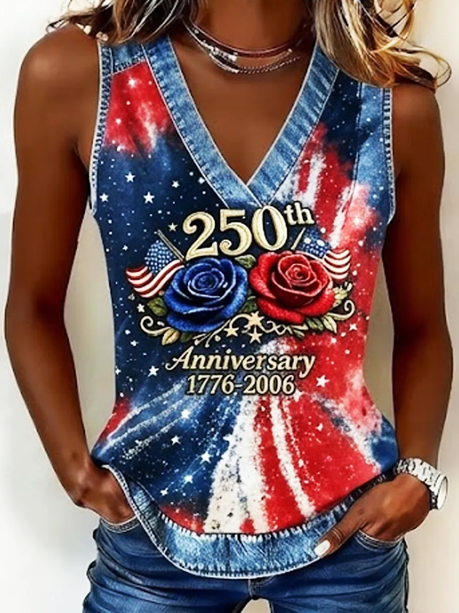 Women's Casual USA 250th Celebration Print Vest