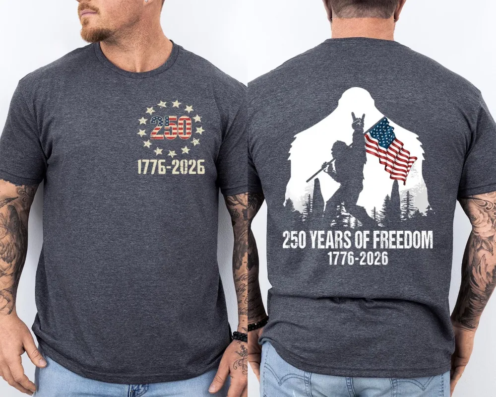 Men'S Casual American 1776-2026 Anniversary Printed Short Sleeved T-Shirt