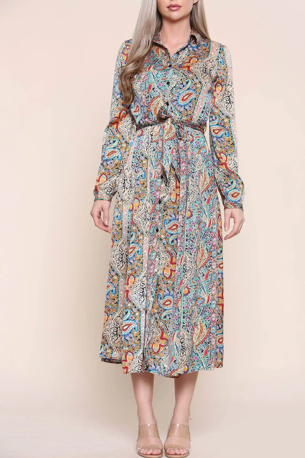 Women's Green Paisley Maxi Dress