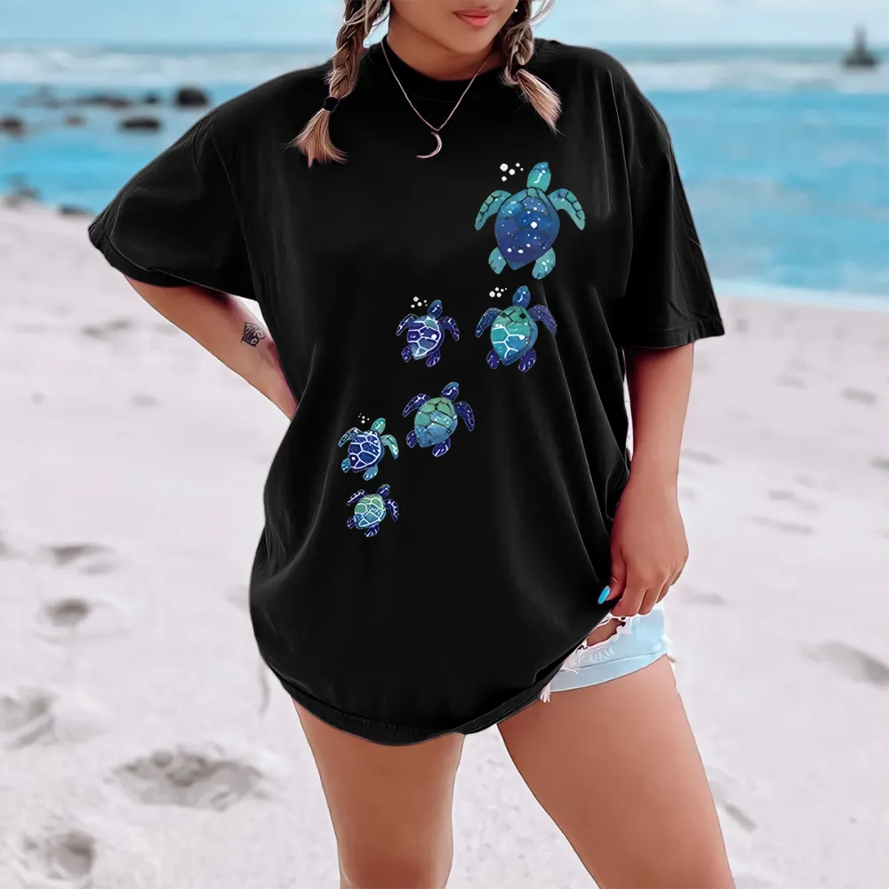 Crew Neck Art Graphic Cotton T-Shirt