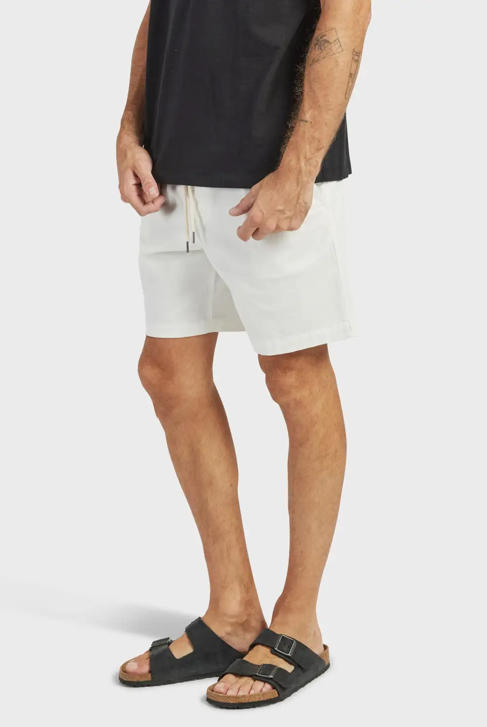 Beige Linen Drawstring Shorts