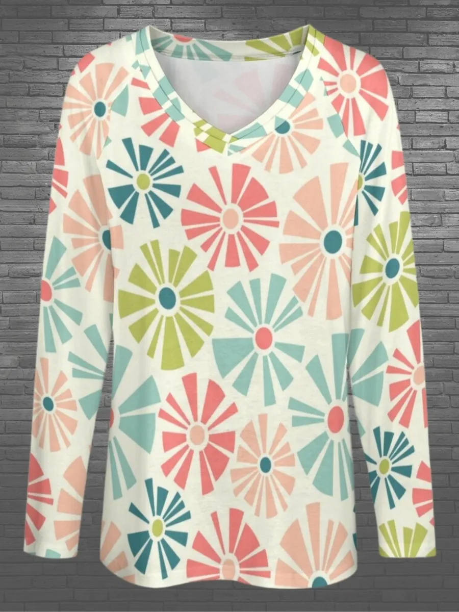 Retro Daisy Print T-Shirt