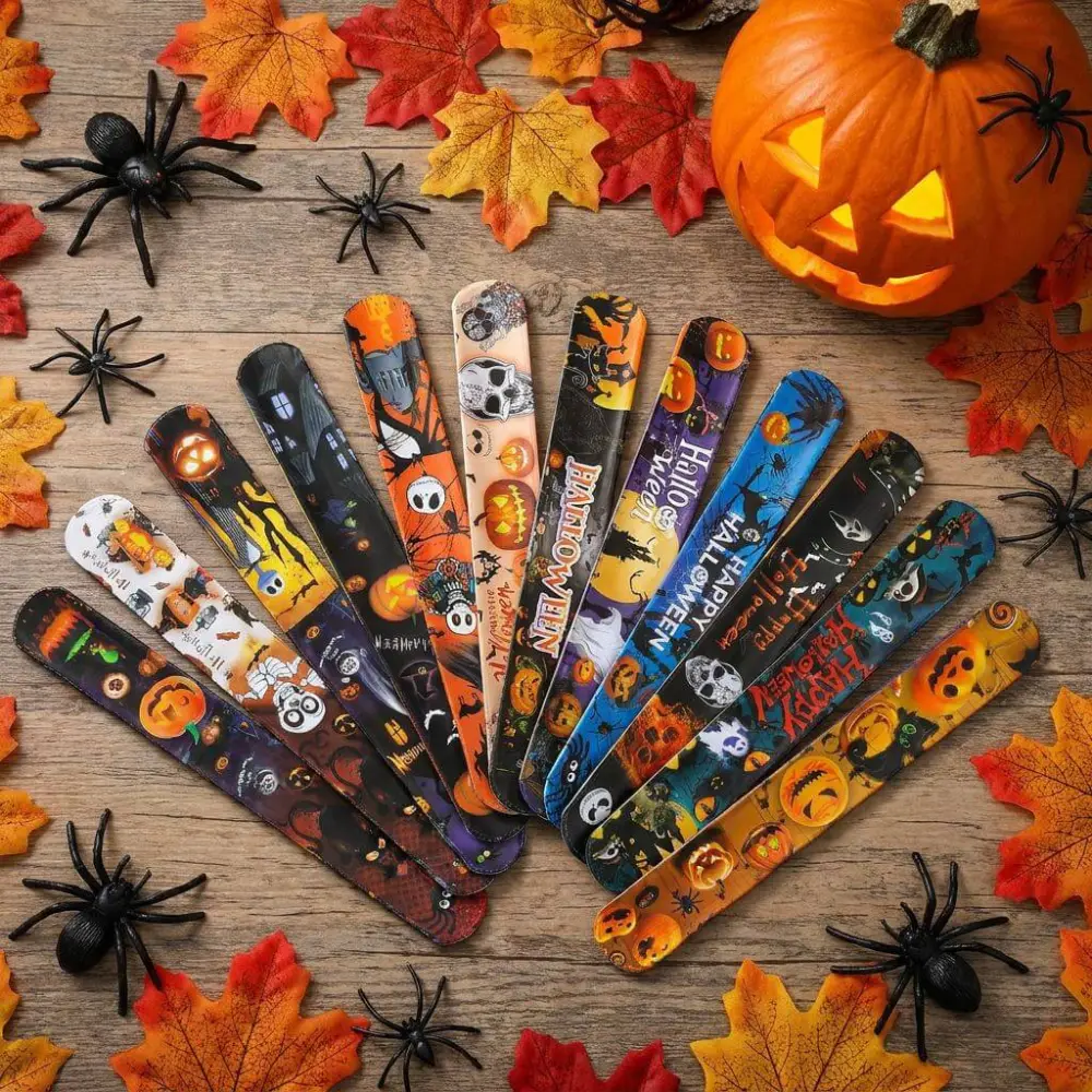 12 Pcs Halloween Series PVC Tin Slap Ring