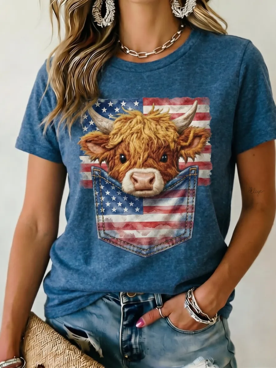 Women's 250th Anniversary Animal Printed Casual T-shirt