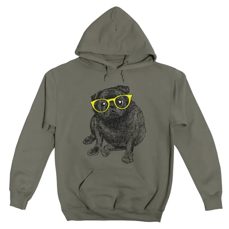 Fat Black Pug Pullover Hoodie