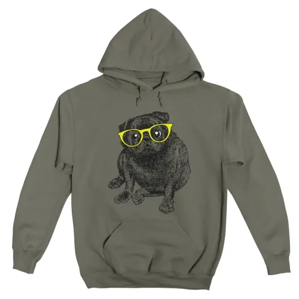 Fat Black Pug Pullover Hoodie