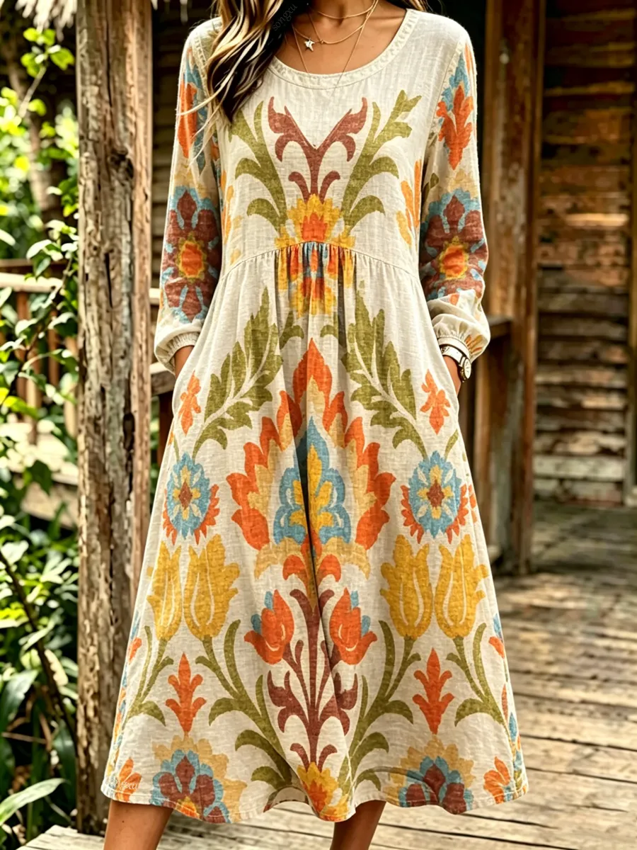 Women'S Casual Floral Bohemian Art Print Dress