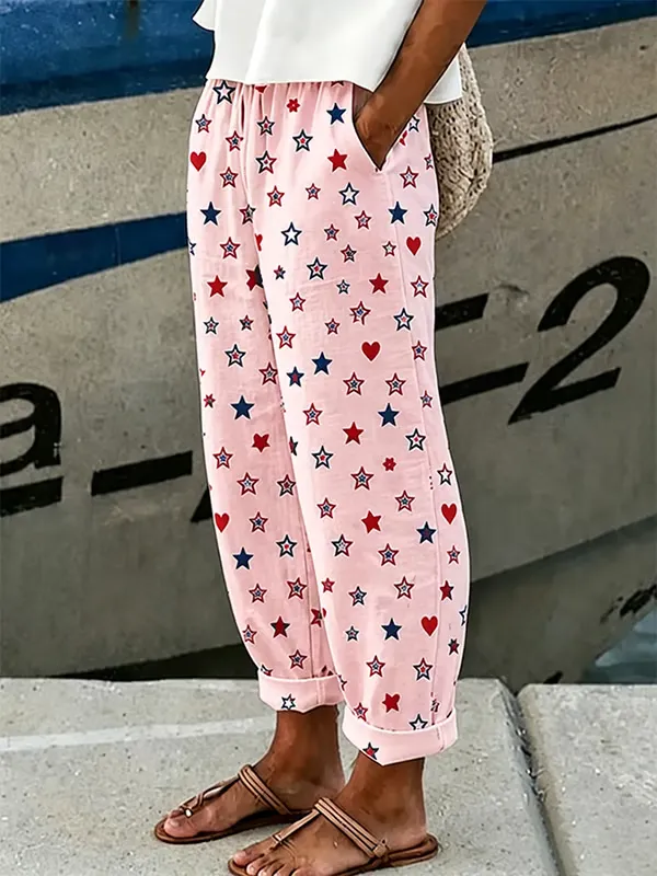 Women'S Flag Printed Casual Pants