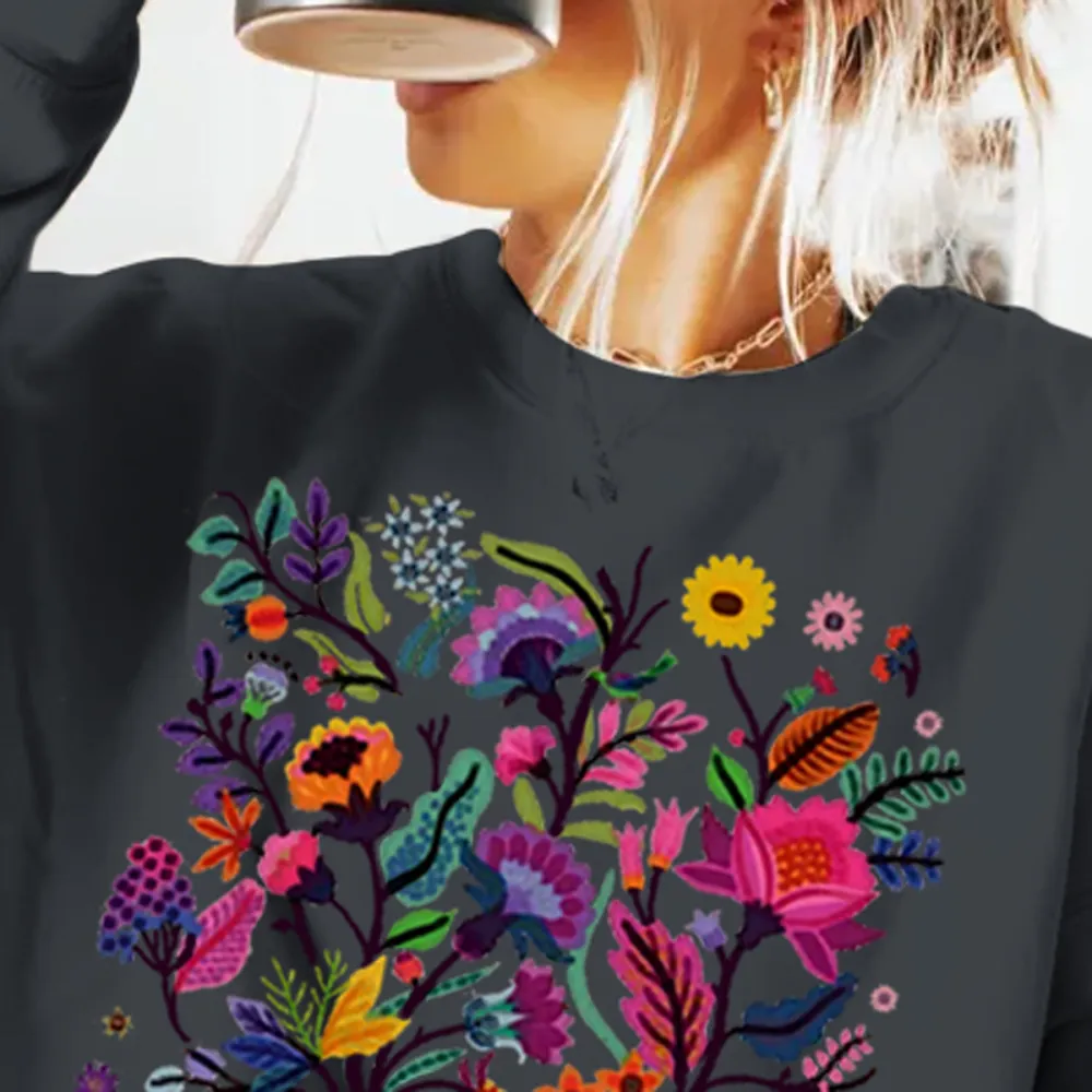 Vibrant Wildflower Printed Sweatshirts