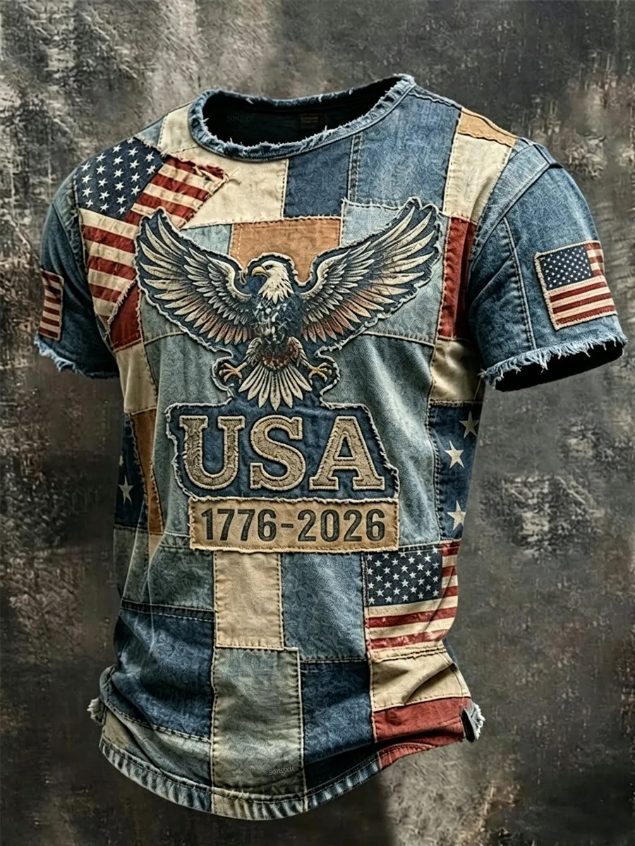 Men'S America Flag Printed Casual T-Shirt