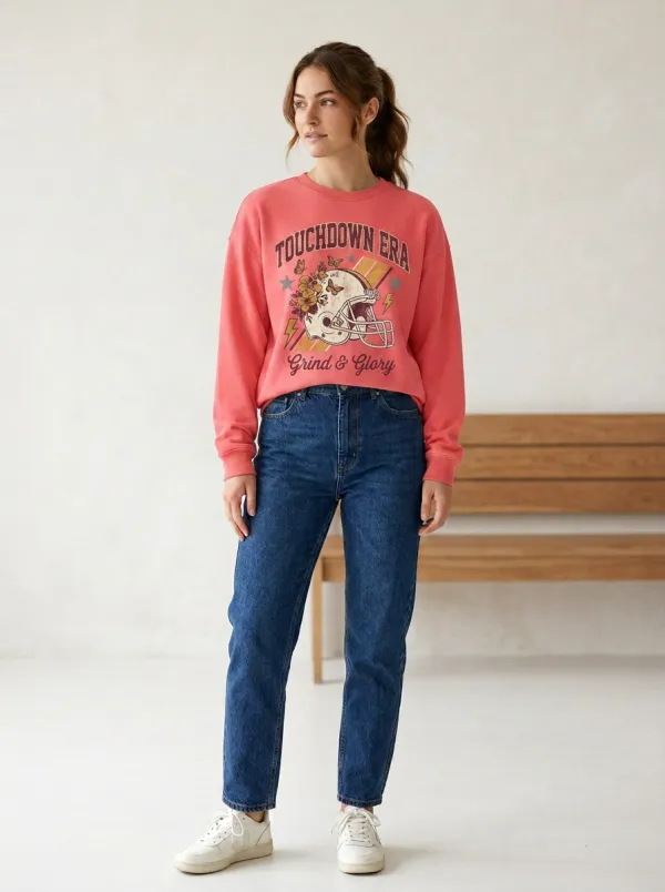 Touchdown Era Floral Helmet Football Graphic Sweatshirt