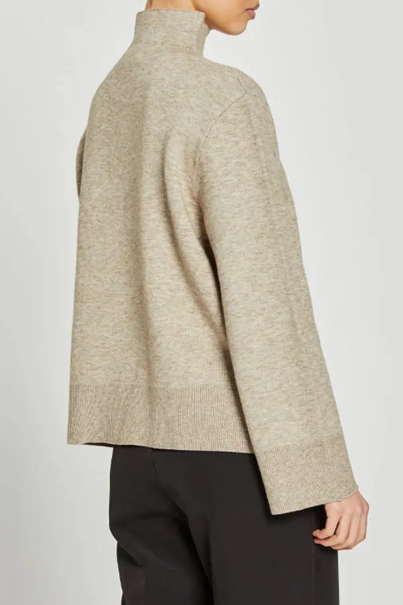 High Neck Cropped Knit Sweaters