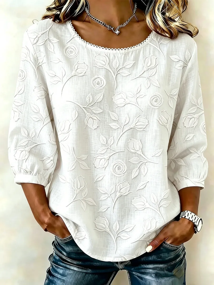 Women's Linen-Cotton Printed Tops
