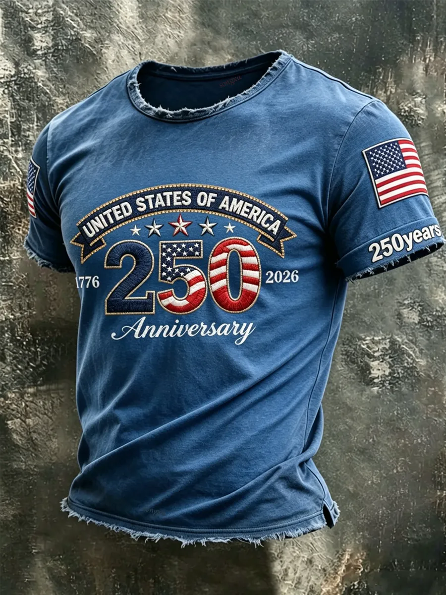 Men'S America Flag Printed Casual T-Shirt