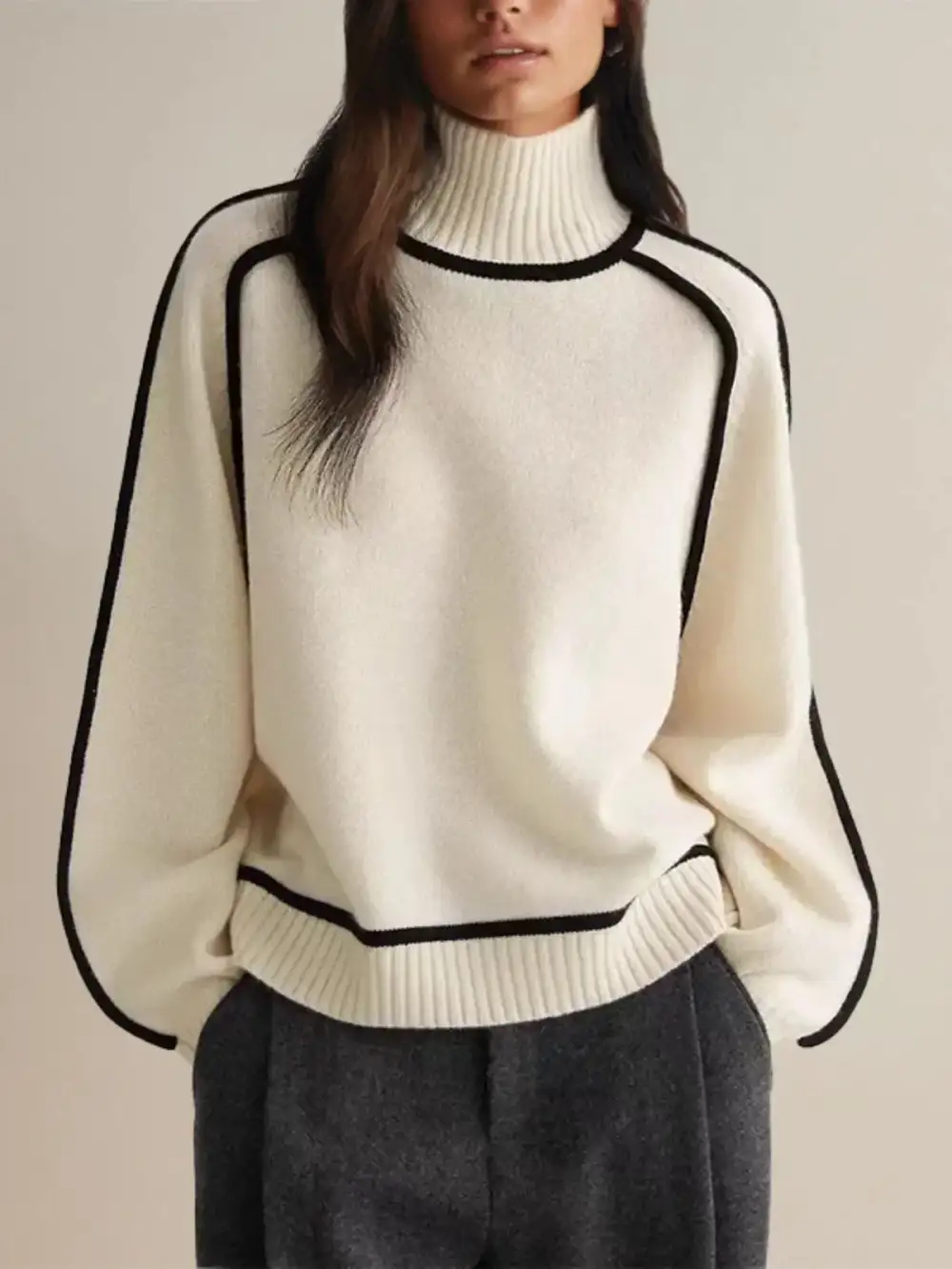 Oversized Turtleneck Knit Sweater