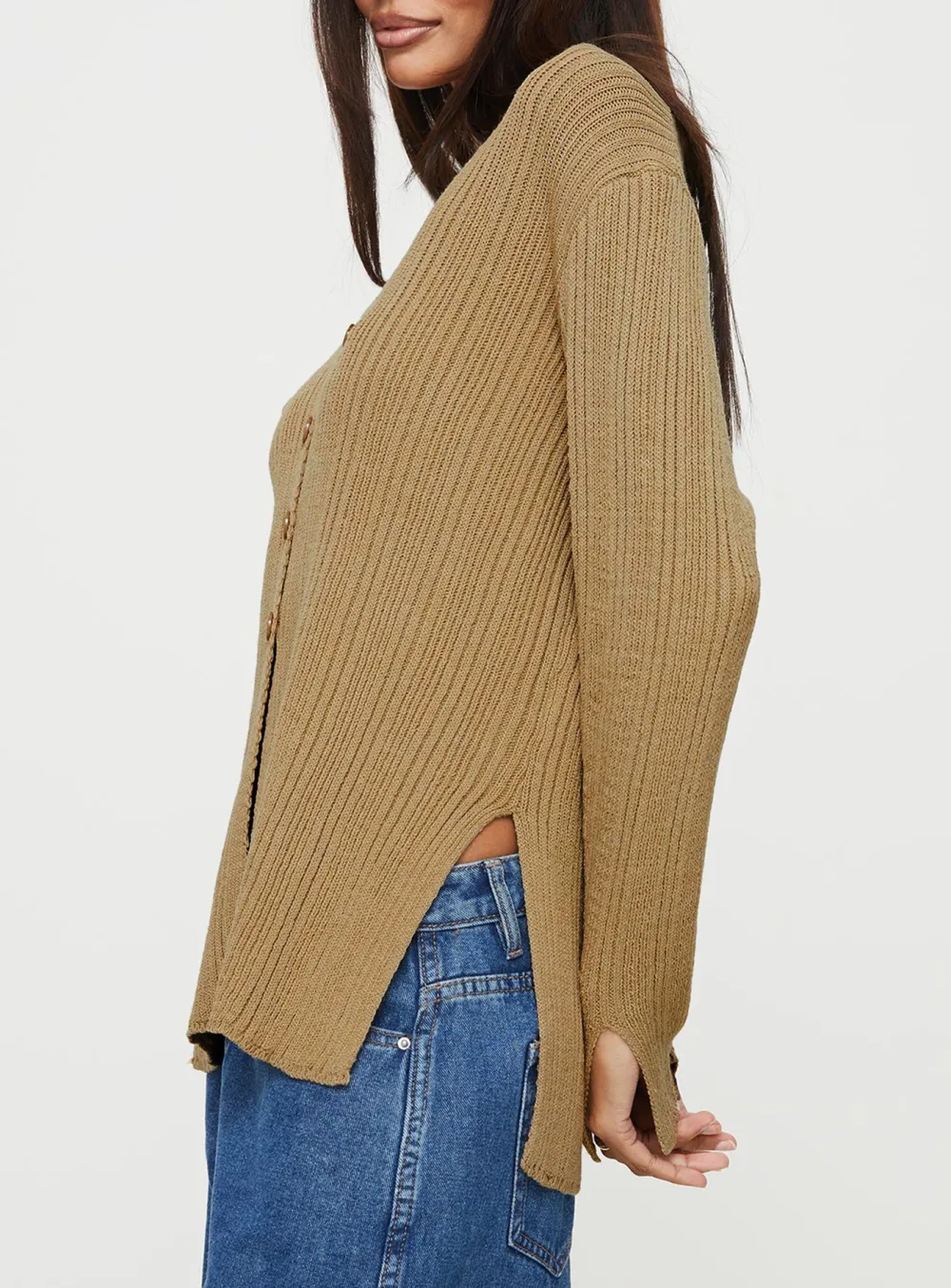Knit Cardigan Beige Marle