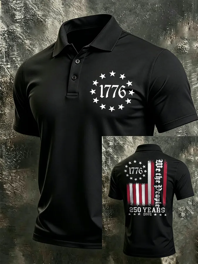 Men'S 250Th Anniversary Of The United States Print Polo Shirt