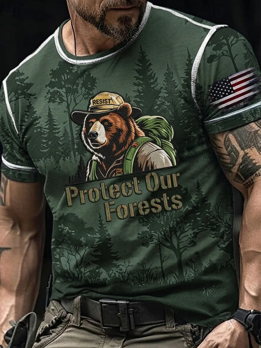 Retro Protect Our Forests Print Men's T-Shirt