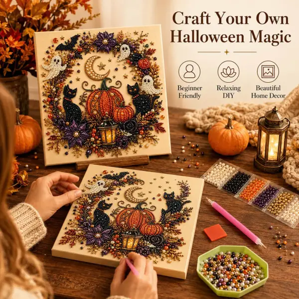 Cute Ghosts Pumpkins 3D Pearl Mosaic Art Kit
