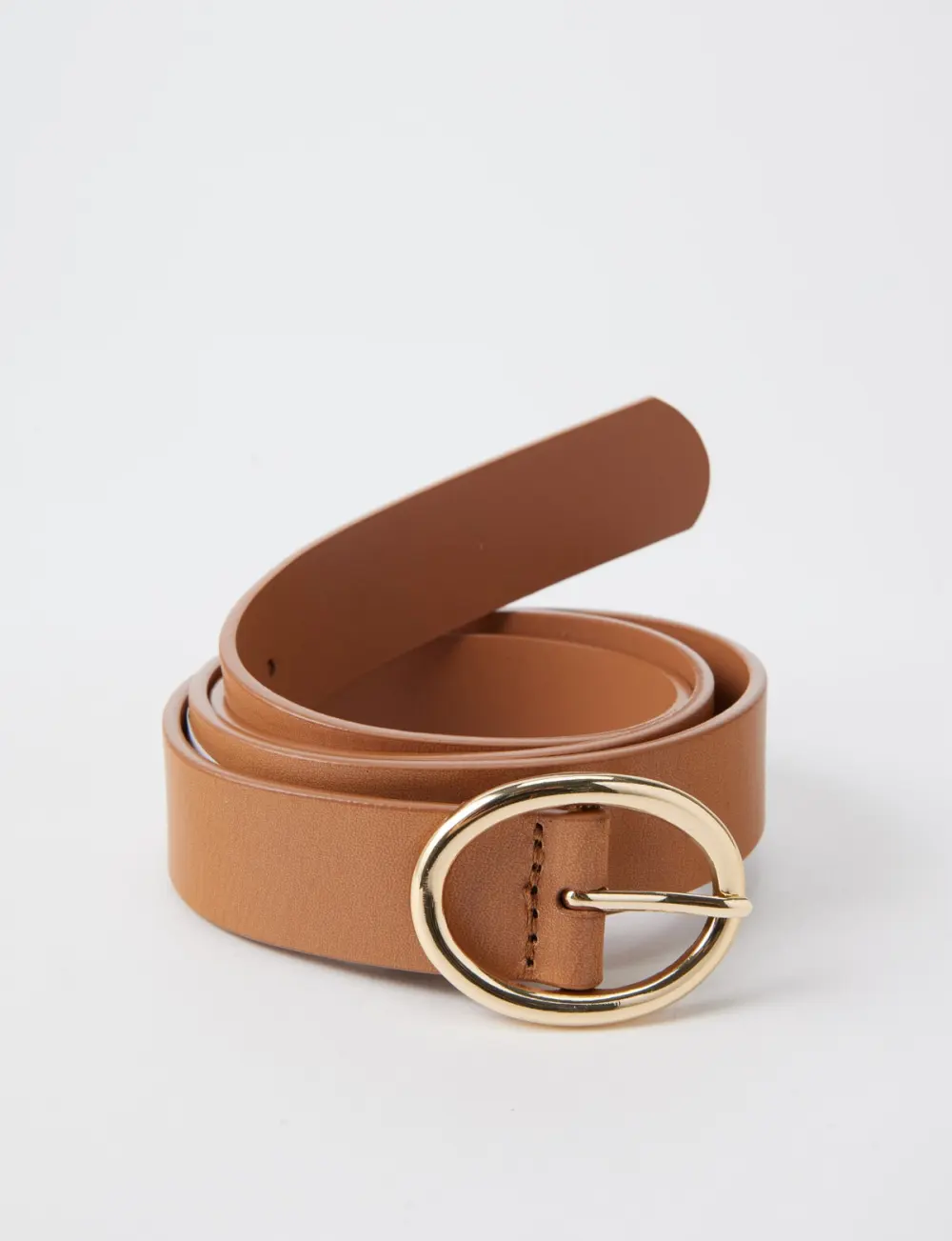 Brown Leather Belt With Metal Buckle