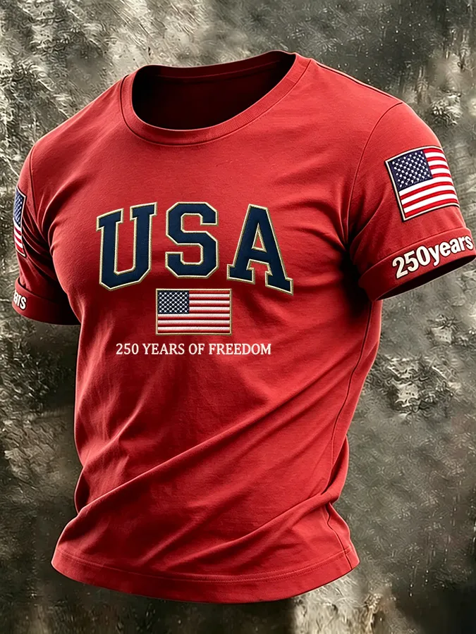 Men'S America Flag Printed Casual T-Shirt