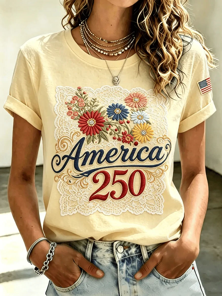 Women's USA 1776-2026 Print Casual T-Shirt