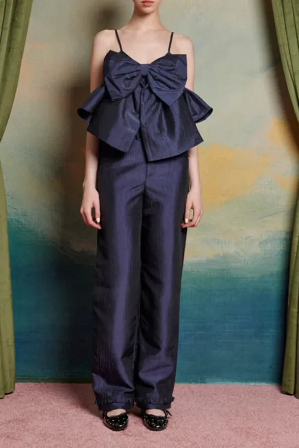 Bow Accentuated Layered Camisole Tops