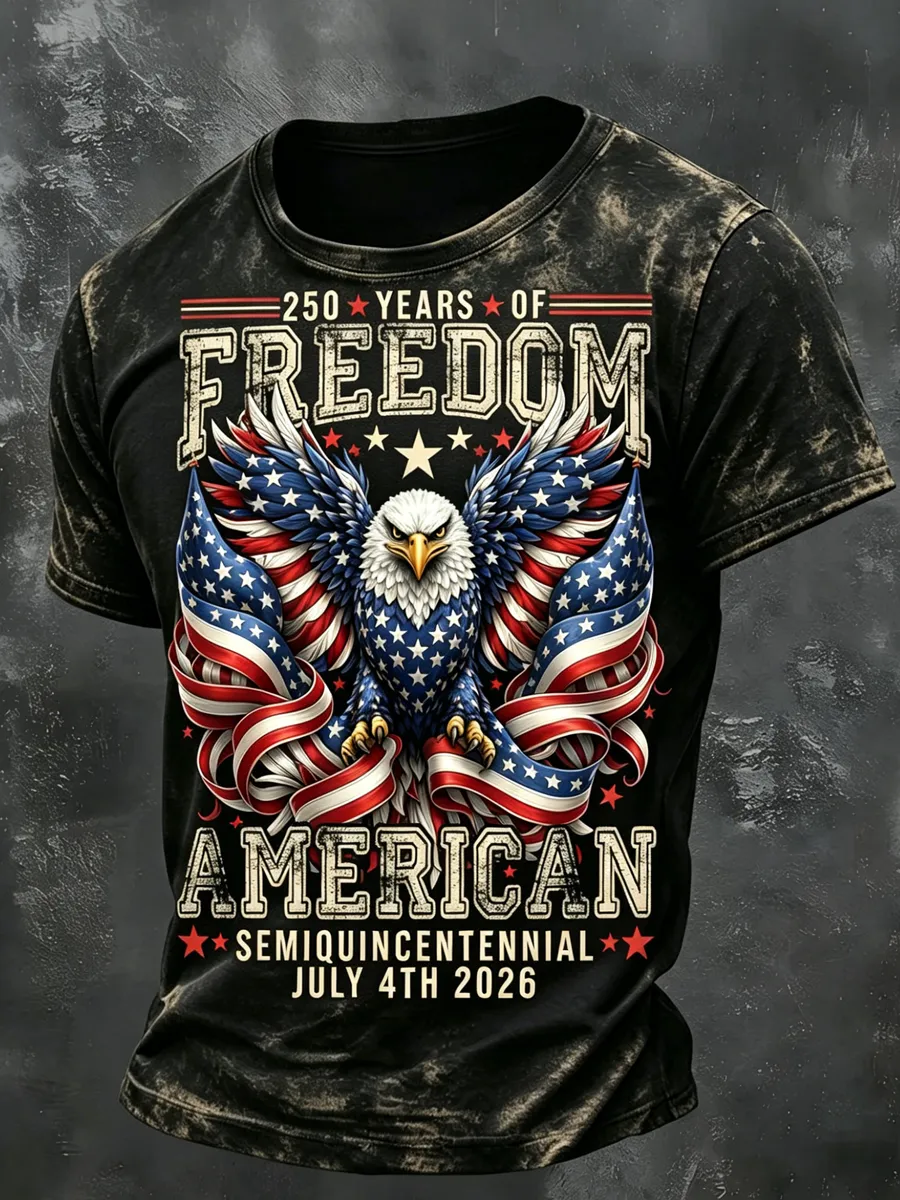 Men's 250th Anniversary Crew Neck Short-Sleeve Printed T-Shirt