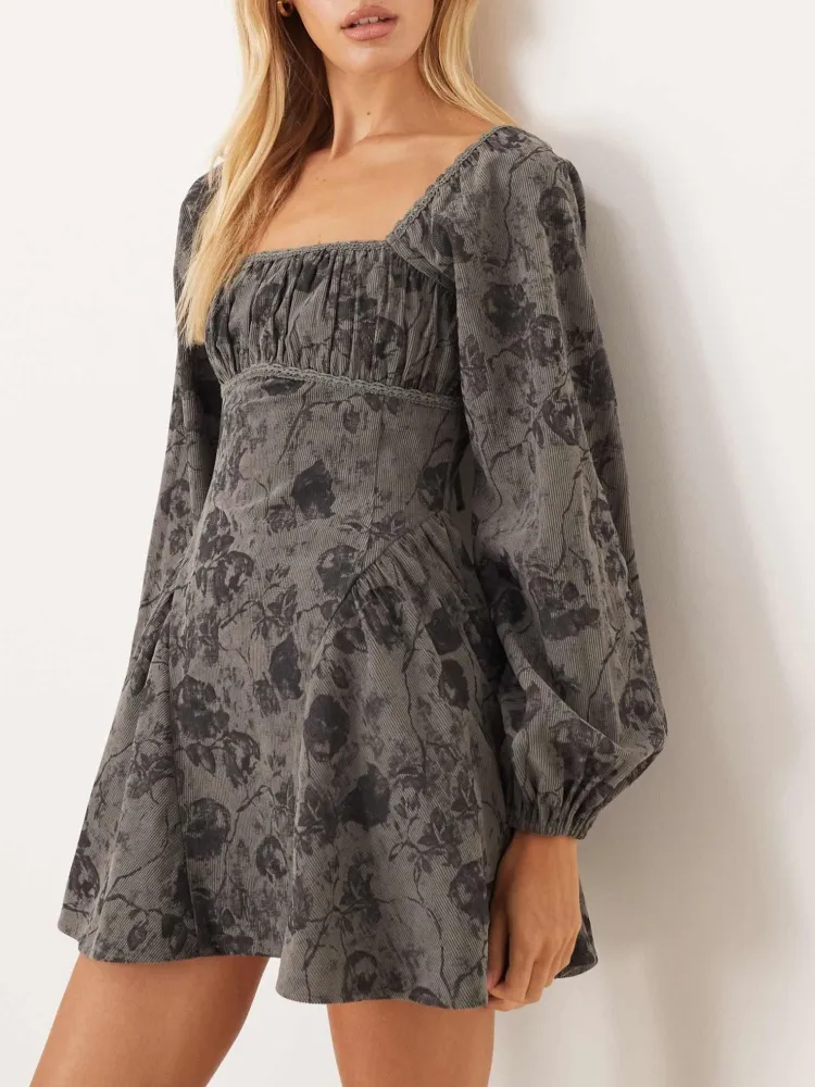 Printed Square Neck Dress