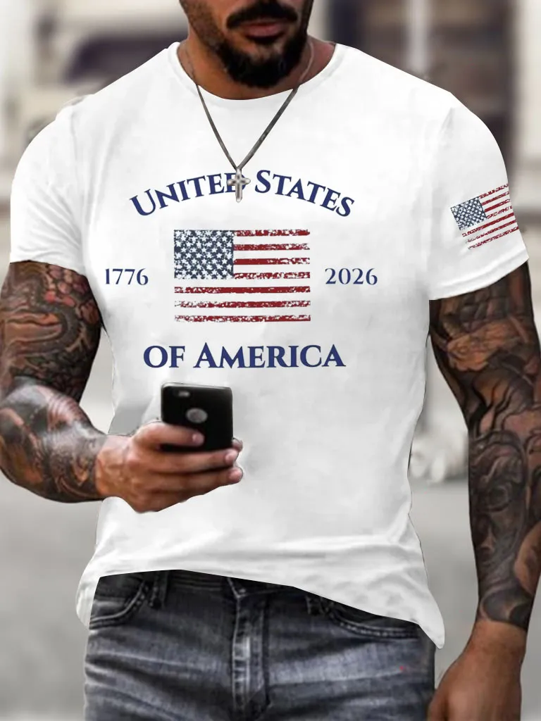 Men'S 250Th Anniversary United States of America Printed Casual T-Shirt