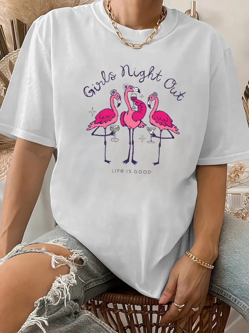 Women's Night Out Flamingo Short Sleeve Tee