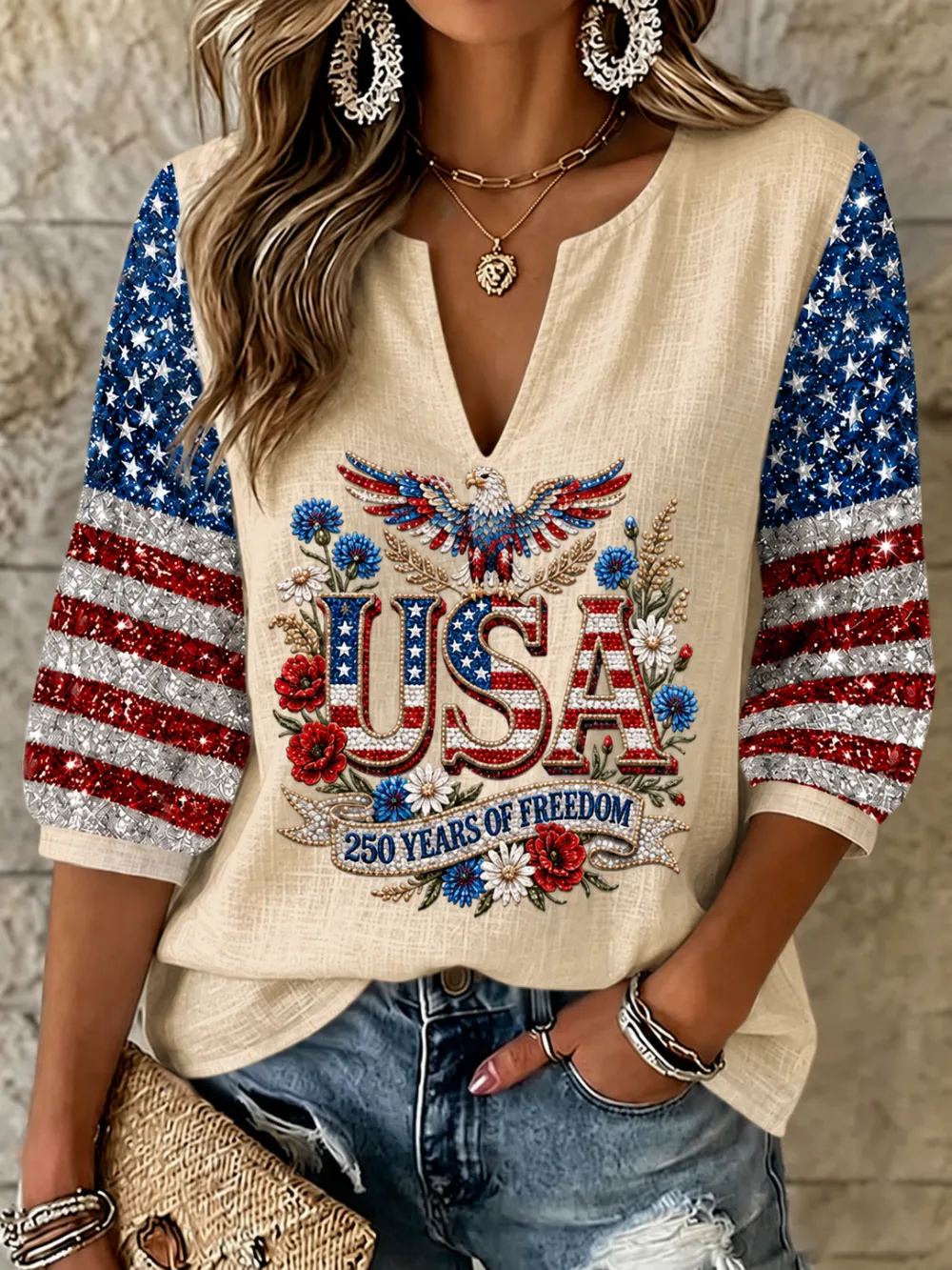 Women's 250th Anniversary Printed Casual Top