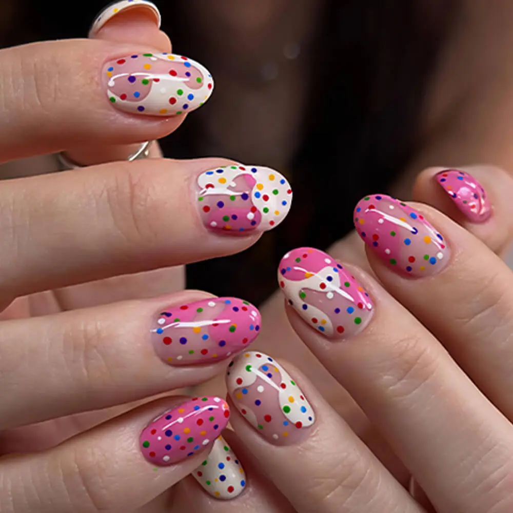 Nailhour 24Pcs Pink Vintage Short Oval Press On Nails
