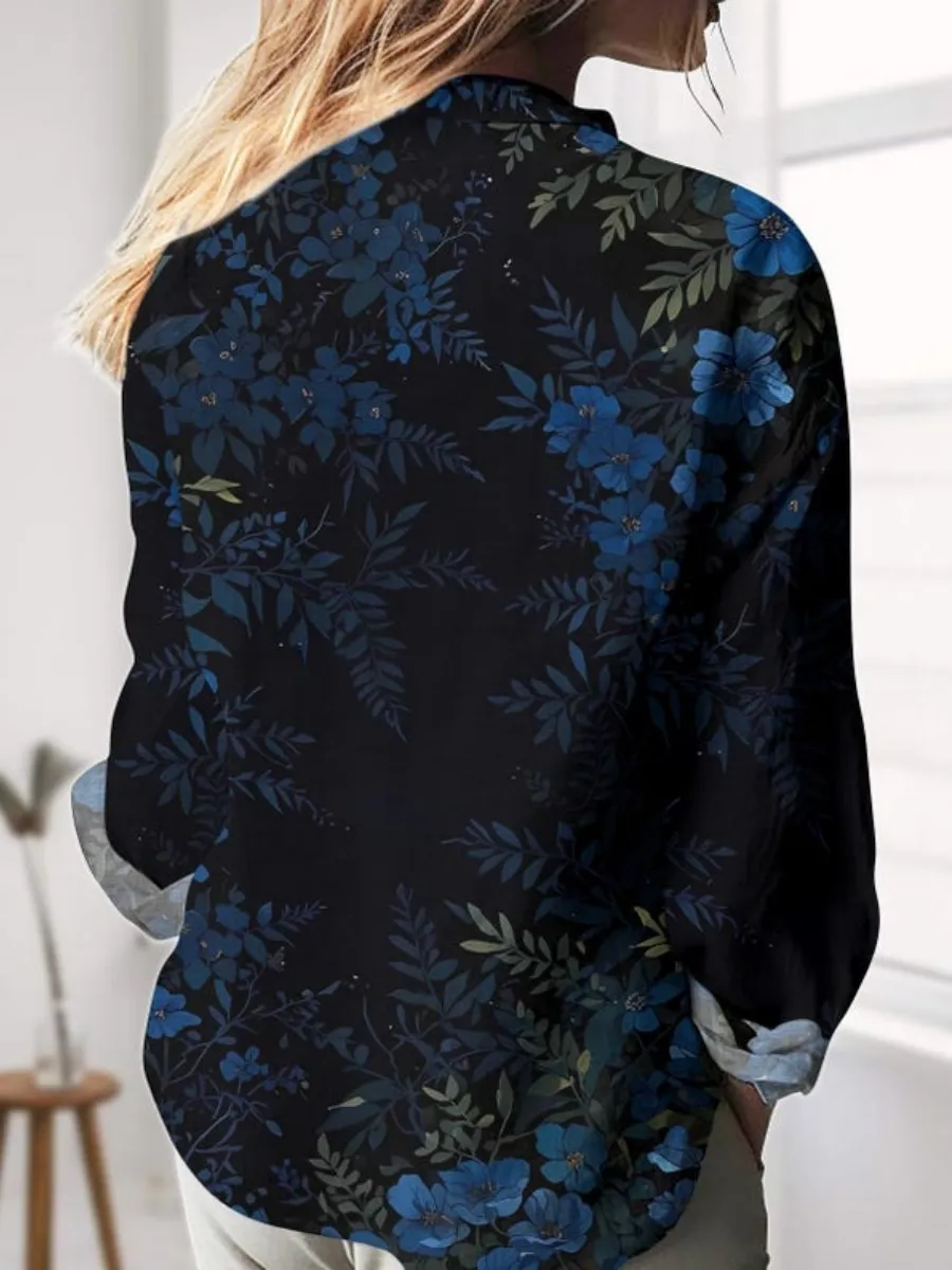 Midnight Floral Long Sleeve Shirt
