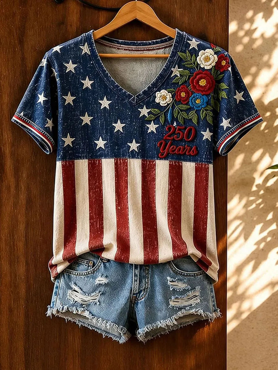 Women's Casual 250th Anniversary Independence Day Printed T-shirt