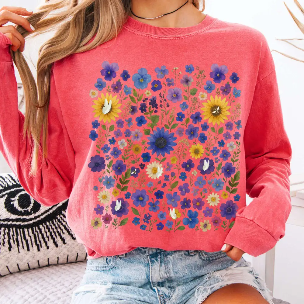 Sunflower Wildflowers Long Sleeve Shirt