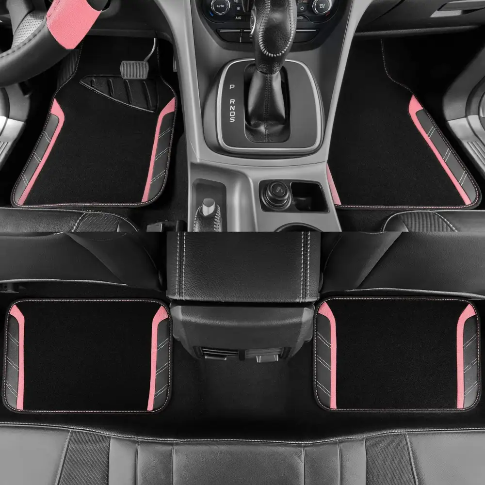 Simple Style Ultra-Fine Steering Wheel Cover And Waterproof Car Floor Mat Combination