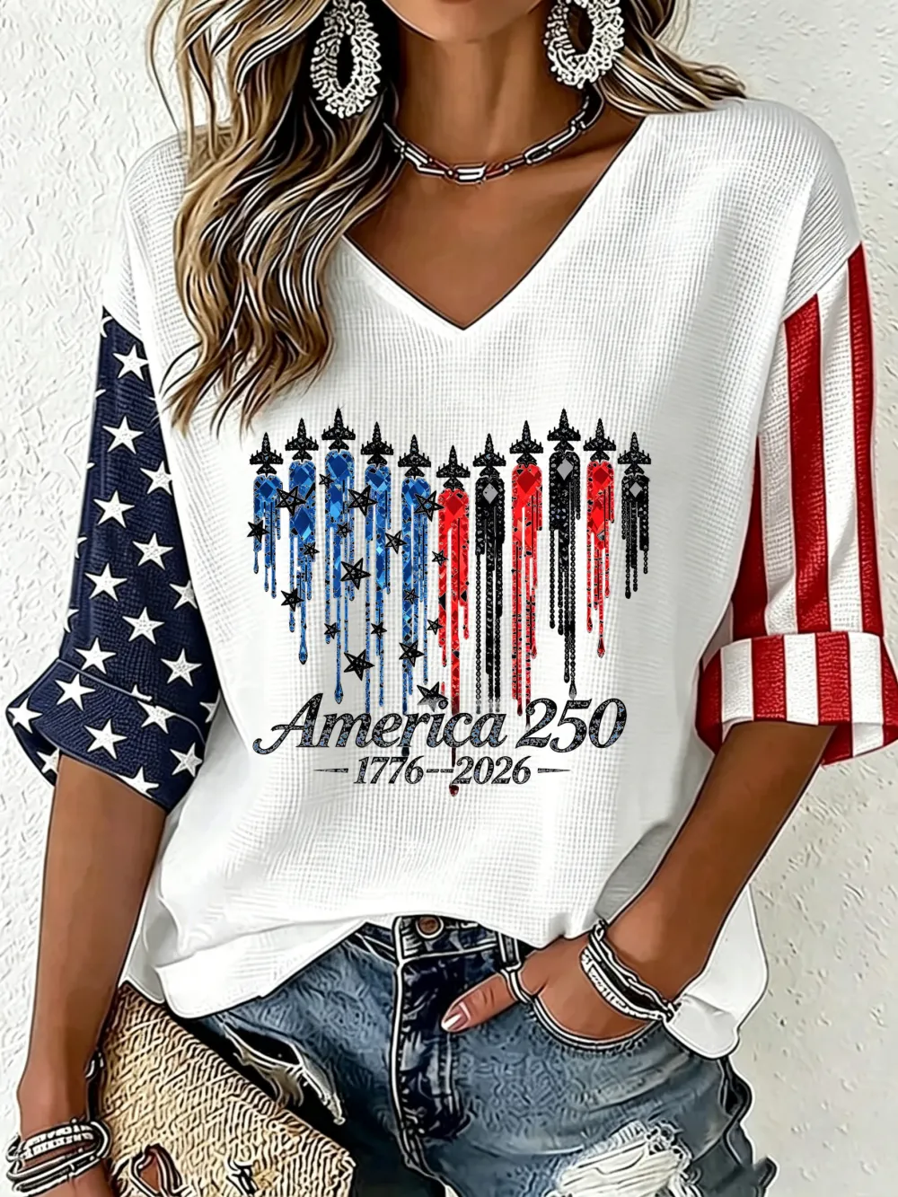 Women'S Leisure 250Th Anniversary Commemorative Waffle T-Shirt