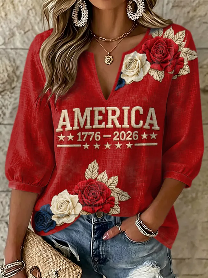 Women's 250th Anniversary Printed Casual Top