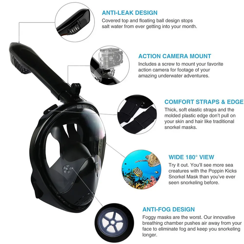 Full-Face Waterproof Children'S Diving Mask With Breathing Tube