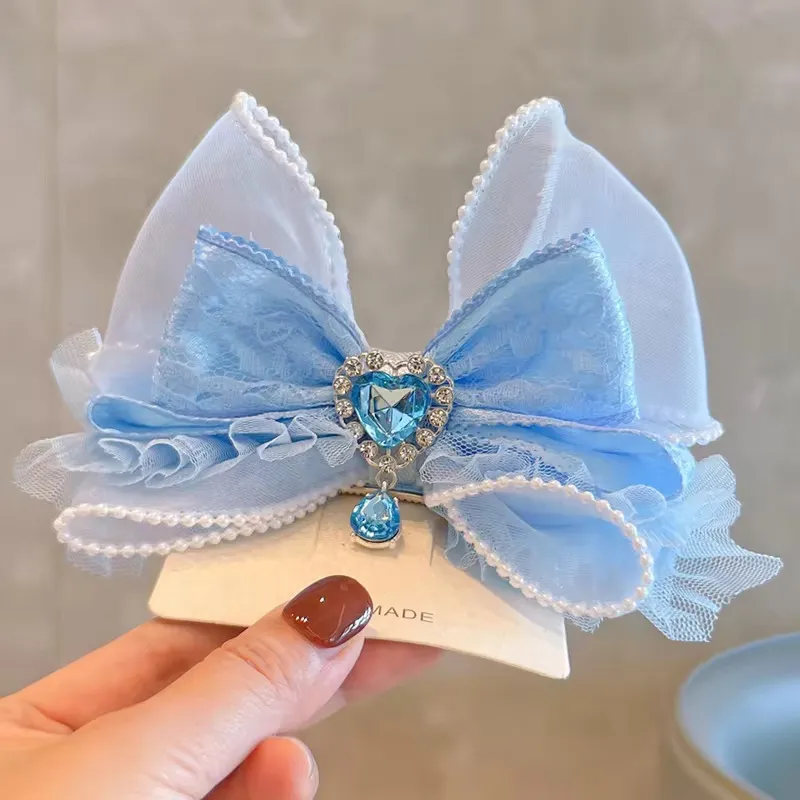 Cute Blue Bow Hairpin For Girls