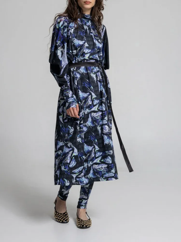 Abstract Print Midi Dress