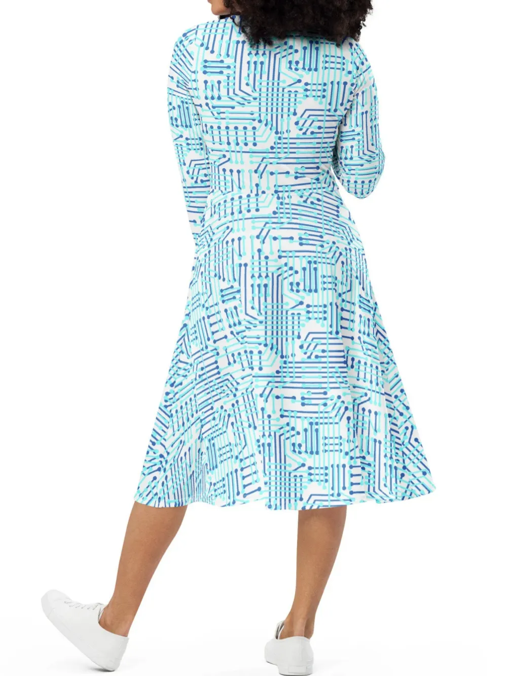 Futuristic Print Round Neck Dress