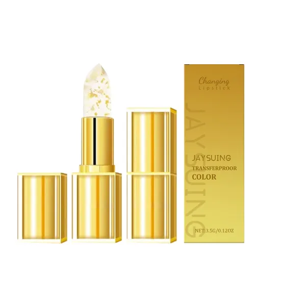 Jaysuing Gold Foil Color-Changing Nourishing Lipstick – Mildly nourishes, pampers lip skin, and delivers hydrating care for a dewy, healthy pout!-£FDC
