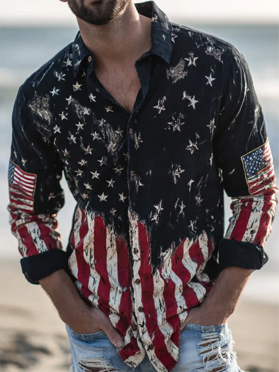Men's 250th Anniversary Celebration Commemorative Printed Long Sleeve Shirt