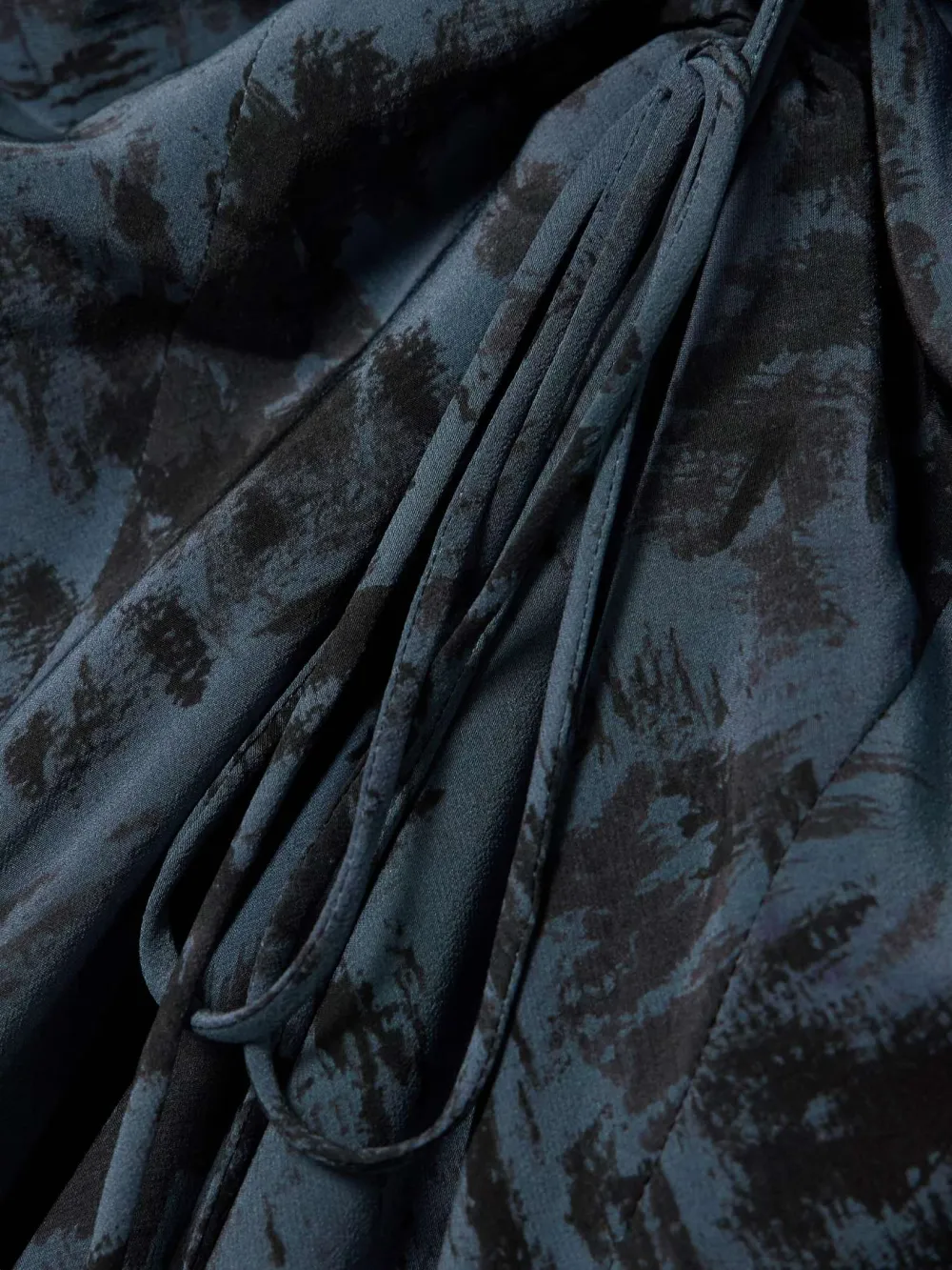 Ruched Waist Print Long Sleeve Dres