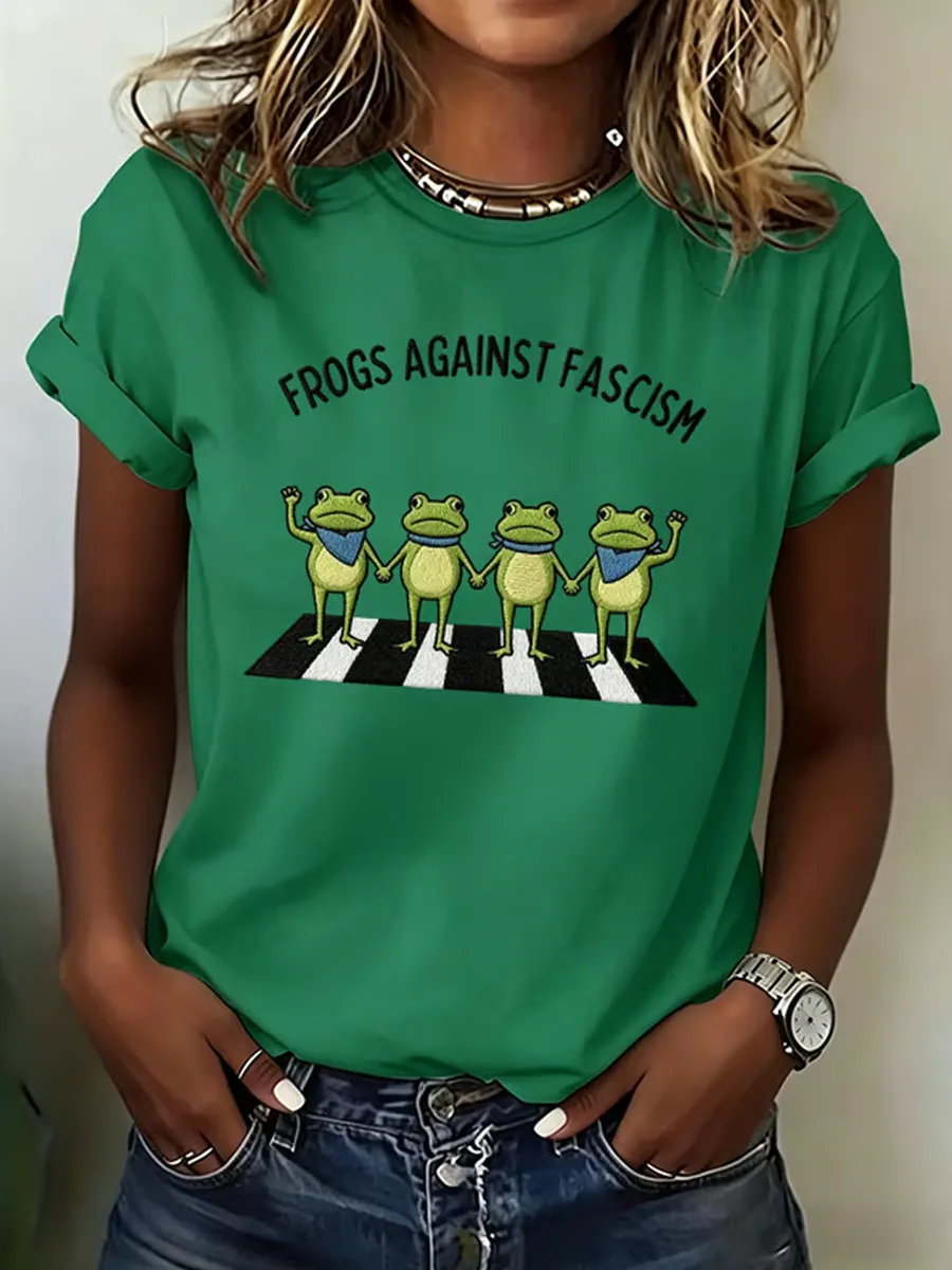 Women's Portland Frog Fun Print Short Sleeve T-shirt
