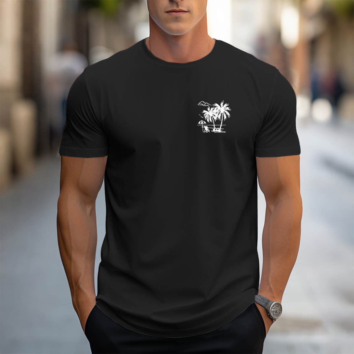 Tropical Palm Group Graphic T-Shirt