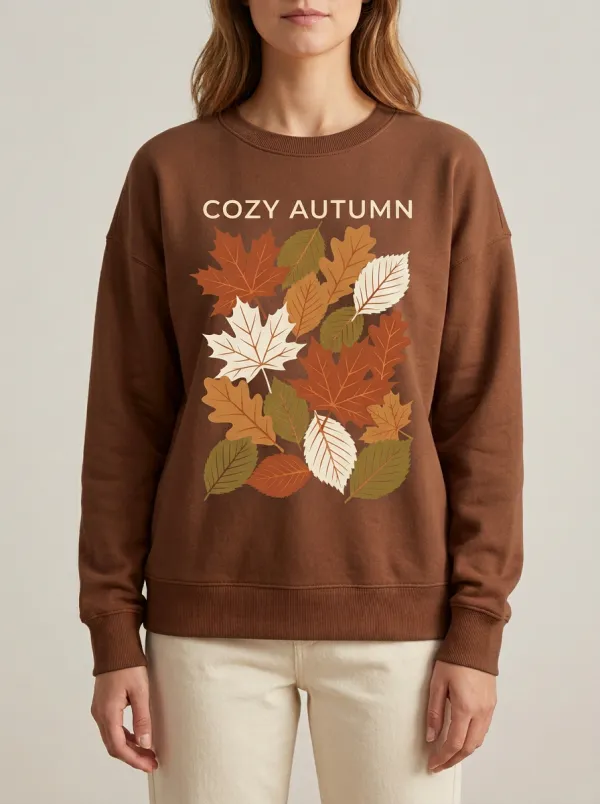 Relaxed Maple Leaf Printed Women's Graphic Sweatshirt